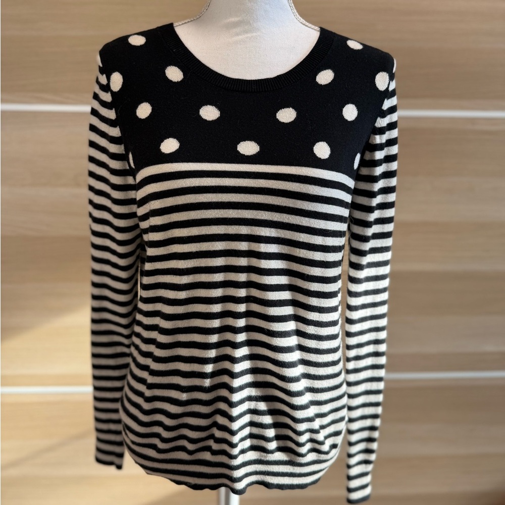 GAP Black a& White Polka Dot and Stripe Sweater